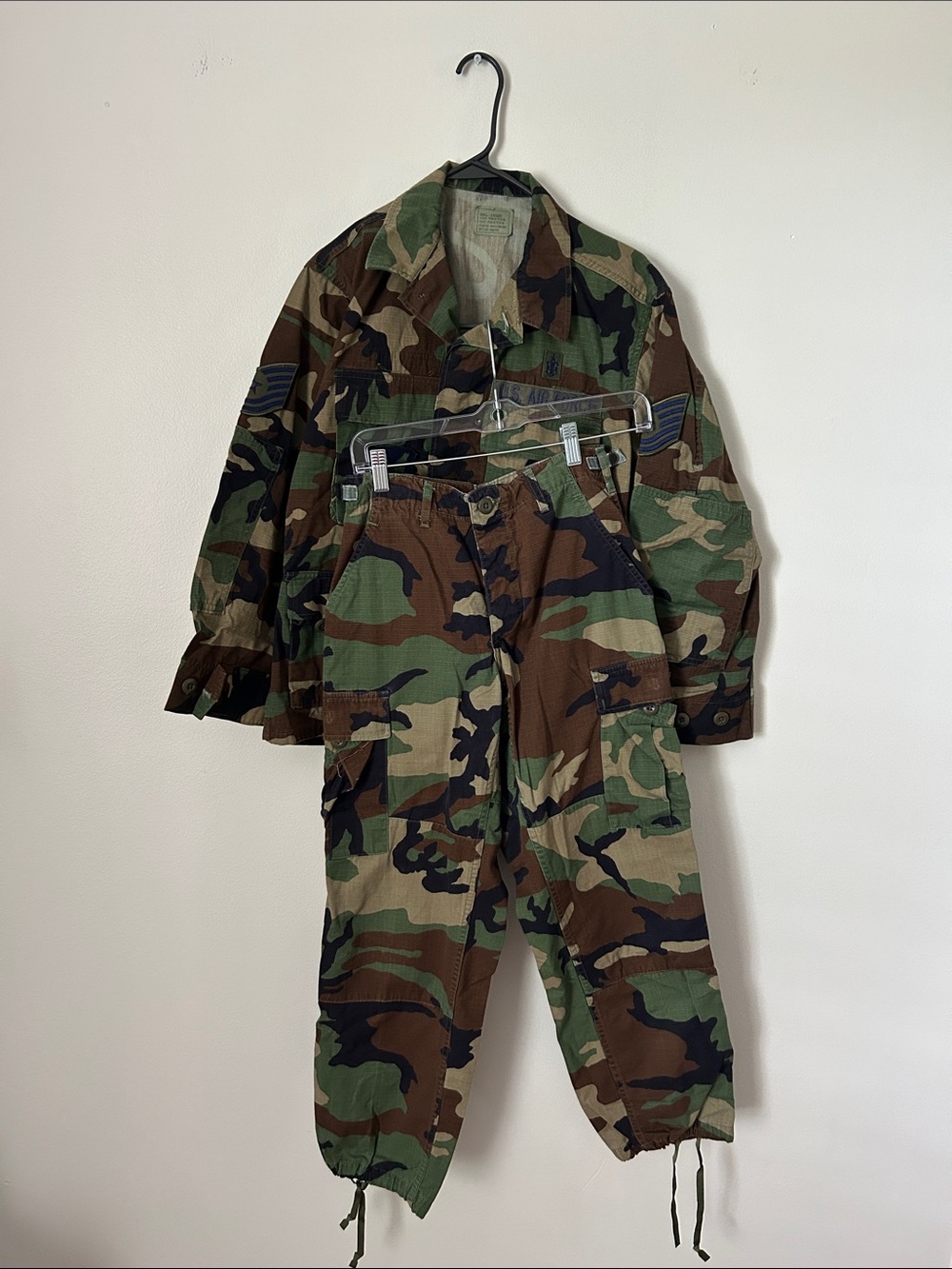 US Airforce Camo Military Jacket & Cargo Pants Set XS see details